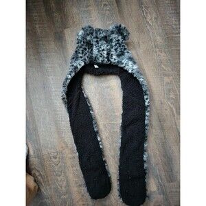 Womens Girls Fuzzy Cheetah Ears Long Trapper Hat